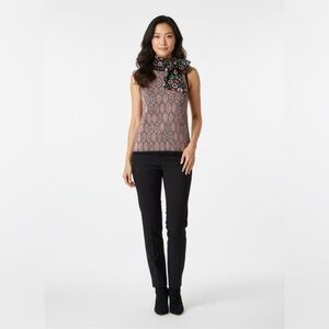 NWT M MISSONI Black Lace Neck Tie Silk Scarf Sleeveless Top Size IT 38